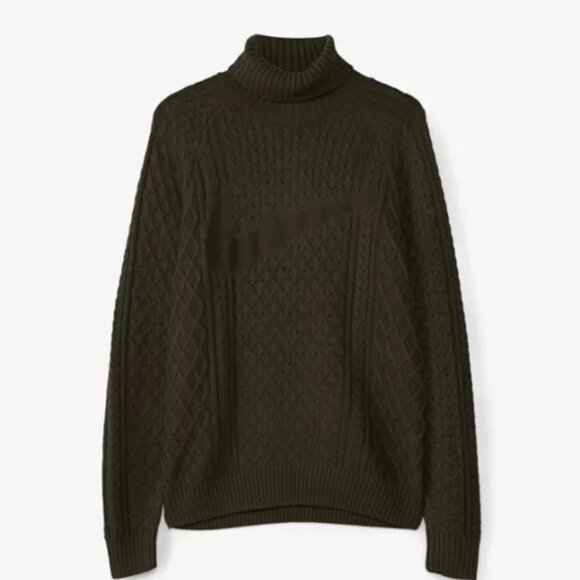 Men's Nike Life Cable Knit Turtleneck Sweater Hunter Green Medium NWT FB7770-325 - Picture 3 of 4